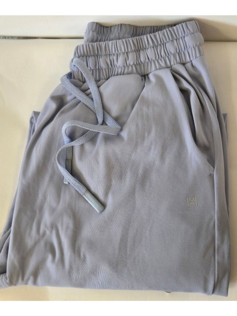 Periwinkle Joggers With Drop Crotch Nylon Blend Size Large Comfy Gym Athleisure